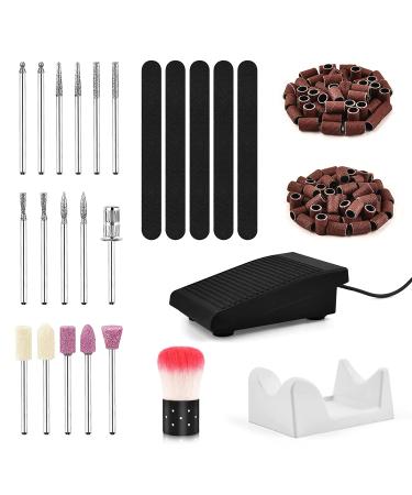JUEMEL Professional Nail Drill Machine 35000rpm with Foot Pedal, Forward/Reverse Rotation, 125pcs Nail Drill Bits - Electric File for Gel Nails, Acrylic Manicure Pedicure Tool Kit, High-Speed Polishing & Shaping - Wall Plug Included - Buy Online on SooperMarket.com