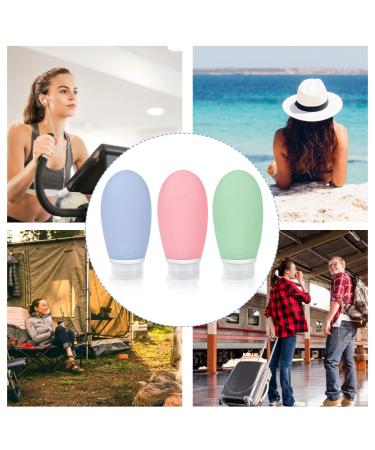 OPRET 4 Pack 100ml Silicone Travel Bottles Set - Leakproof BPA-Free Cosmetic Containers in Blue Green Pink & Gray - TSA-Approved Travel Essentials - Buy Online on SooperMarket.com