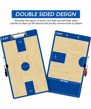 LEAP Coach Board Clipboard Premium Tactical Double-Sided Coach Marker Board with Full & Half Court Dry Erase Marker Board for Basketball Baseball Football Soccer Hockey Lacrosse & Volleyball Coahces Basketball Clipboard - Buy Online on SooperMarket.com