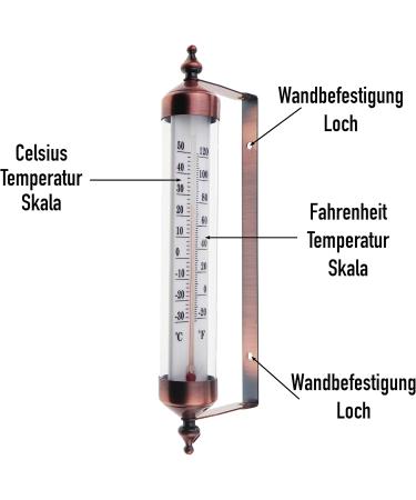 Stylish Bronze Outdoor Thermometer - Perfect for Garden Wall Greenhouse & Garage | Easy to Hang - Buy Online on SooperMarket.com