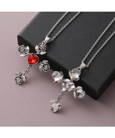 Oralgos Gothic Thorn Rose Cross Necklace - Unique Filigree Jewelry for Elegant Meetings - Buy Online on SooperMarket.com
