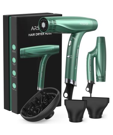 Hair Dryer Blow Dryer with Diffuser Concentrator Nozzles Comb & Holder for Easy Storage Negative Ions with High Speed for Fast Drying 12 Modes as Salon Light and Quiet 1875W for All Hair Types Olive Green 11.81*5.36*2.76IN