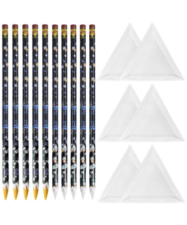 Enenes Rhinestone Picker Pen Set 10 Piece Self Adhesive Nail Dotting Wax Pen with 6 Piece Triangular Bead Separator Crystal Pick up Tools for Nail Art Diamond Painting