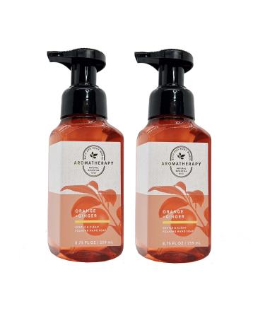 Bath and Body Works 2 Pack Aromatherapy Energy Orange Ginger Gentle Foaming Hand Soap 8.75 Ounce Dark Brown Bottle with Orange Band Orange 8.75 Fl Oz (Pack of 2)