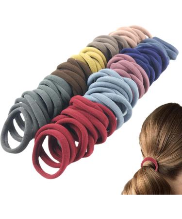 50-Pack No Damage Silicone Hair Ties | Soft & Stretchy Large Rubber Bands for Thick Curly Hair | Cute Ponytail Holders in Dark Colors - Buy Online on SooperMarket.com