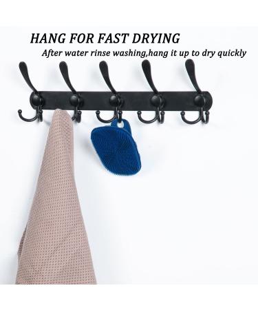 HieerBus Silicone Body Scrubber 2 Pack for Nourishing Shower Bath, Exfoliating & Cleansing - No-Slip Handle, Easy to Clean, More Hygienic - Black+Dark Blue - Buy Online on SooperMarket.com