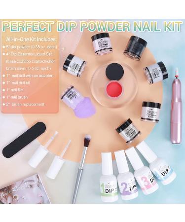 Cooserry Dip Powder Nail Kit with Drill - 8 Colors Starter Kit for French Nails Art Manicure DIY Salon - Buy Online on SooperMarket.com