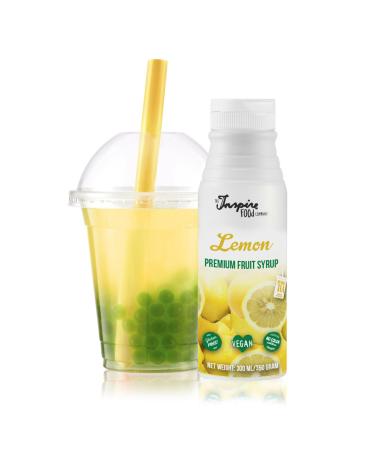 The Inspire Food Company Original Fruit Syrup For Bubble Tea Mix - 300ml | Lemon Syrup For Bubble Tea Boba Tea Smoothies Slushes & Ice-Blended | 100% Vegan Glutenfree With No Artificial Colors Lemon 300 ml