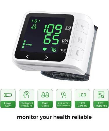 Wrist Blood Pressure Monitor with Large Backlight Display | Digital Automatic BP Cuff with Memory | Adjustable Cuff & Storage Bag Included - Buy Online on SooperMarket.com