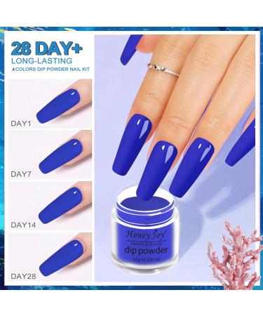 Honey Joy Dip Powder Nail Kit - Starter Set 4 Colors - Navy Blue, Sky Blue, Purple Glitter - No LED Lamp Needed - 7pcs Set for DIY Manicure - Buy Online on SooperMarket.com