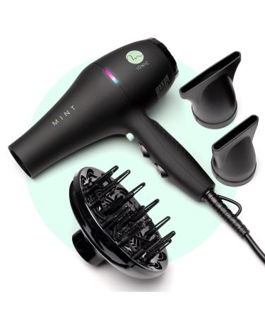 Professional Series Blackbird Infrared Ionic Hair Dryer with Diffuser by MINT | Extremely Quiet and Lightweight Blow Dryer with 1875 Watts of Salon-Grade Drying Power | Ceramic Tourmaline Pro Dryer