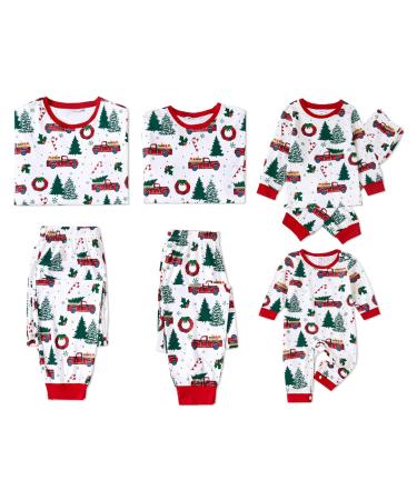 PATPAT Family Matching Christmas Pajamas Allover Xmas Tree & Car Print Long-sleeve Top Tee and Bottom Sets Baby 3-6 Months Multi-color