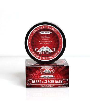 Doctor Lip Bang's Vegan Beard and Stache Balm | Unscented | Cruelty-Free | 100% All Natural | Paraben-Free | Made in the United States | Great for Grooming Beards and Mustaches