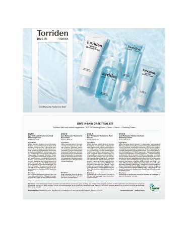 Torriden DIVE-IN Trial Kit | Hyaluronic Acid Skincare Set | Vegan & Hypoallergenic Korean 4-Step Regimen - Buy Online on SooperMarket.com