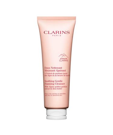 Clarins NEW Soothing Gentle Foaming Face Cleanser | Cleanses Soothes and Comforts | Contains Nourishing Shea Butter | Soap-Free| SLS-Free| Very Dry or Sensitive Skin Types Soothing Gentle Foaming Cleanser 4.2 Ounces