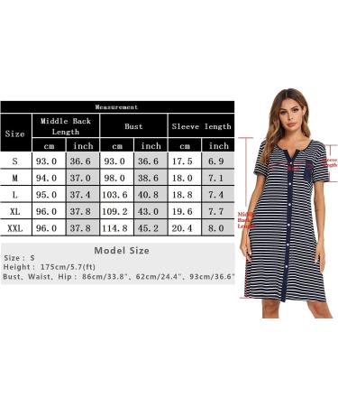 Marvmay Women's Cotton Nightgown - Short-Sleeved Button-Strip Sleep Shirt XXL Light Gray International Shipping Available - Buy Online on SooperMarket.com