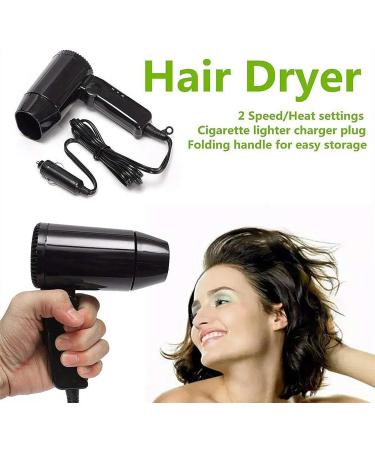 Compact Travel Hair Dryers Professional Car Blow Dryer 12V Hair Styling Blowout Fast Drying Heating Tool with Constant Temperature Hair Designing Travel Essentialls for Girls Boys Outdoor Trips - Buy Online on SooperMarket.com