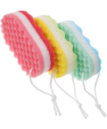 Supvox Bath Sponge Stool - 3 Pack Massager & Scrubber Pad for Peeling Skin | Yellow Red Blue | Perfect for Men & Women - Buy Online on SooperMarket.com