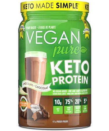 Keto Protein Powder with 10g MCT Per Scoop Dairy & Sugar Free 1g Net Carb Helps Ketosis Chocolate Flavour Lactose Free Plant Based Keto Protein Powder by Vegan Pure - 411g - Buy Online on SooperMarket.com