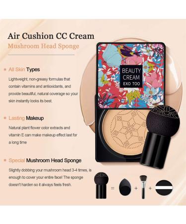 NUIBO 2 Pack Mushroom Head Air Cushion CC Cream Foundation with Sponges - Natural Matte Finish - Buy Online on SooperMarket.com