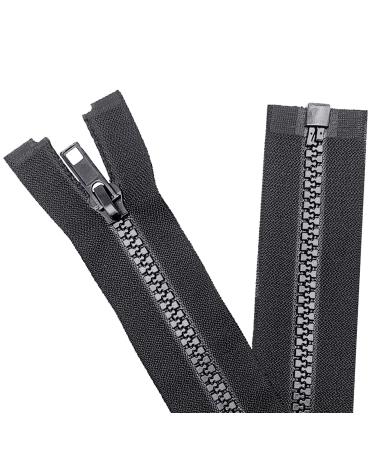 Sawoake 2PCS 5 8 Inch Separating Jacket Zippers for Sewing Coats Jacket Zipper Black Molded Plastic Zippers Bulk Tailor DIY Sewing Tools for Garment/Bags/Home Textile