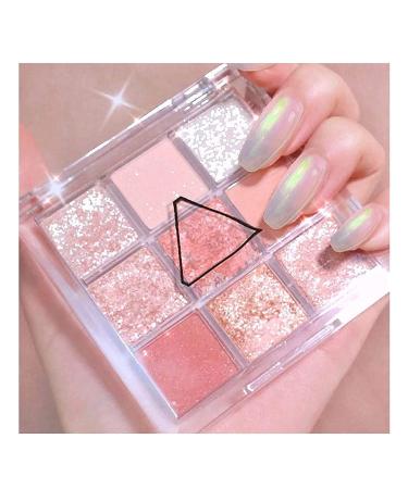 Gokame 9 colors eyes shadow pallet matt durable make -up palette eyeshadow glitter make -up palette eyeshadow pallet eyeshadow makeup palette (pink)