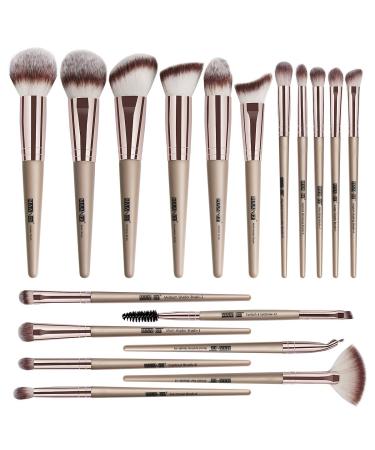 Makeup Brushes  18 Pcs Professional Premium Synthetic Make Up Brushes  Foundation Powder Concealers Eye Shadows Makeup Brush Set (Champagne Gold)