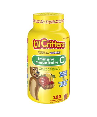 L'IL CRITTERS Immune C Plus Zinc Gummy Vitamins Naturally Sourced Colours & Flavours 190 Count