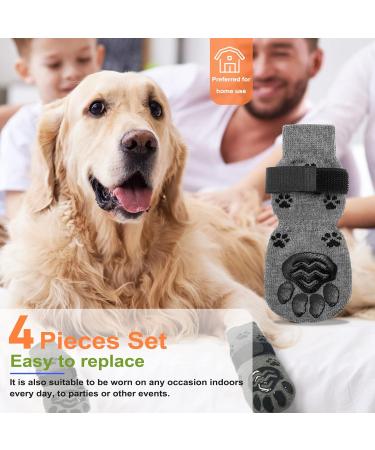 NeuWook Dog Socks 4 Pcs Rubber Anti-Slip Breathable Dog Paw Protector with Strap Puppy Dog Cat Socks Outdoor Indoor for Small Medium Large Dogs(S) S Grey - Buy Online on SooperMarket.com