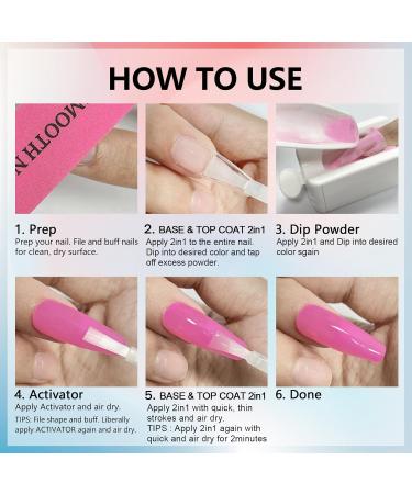 Dip Powder Nail Kit Dipping Powder Starter Kit Nail Dipping Powder Kit Nail Powder Dip Kit Starter Set-6 Colors Dip Acylic Powder with 2-In-1 Base Top Coat Activator Manicure Set for DIY Nail Salon Set 2 clear - Buy Online on SooperMarket.com