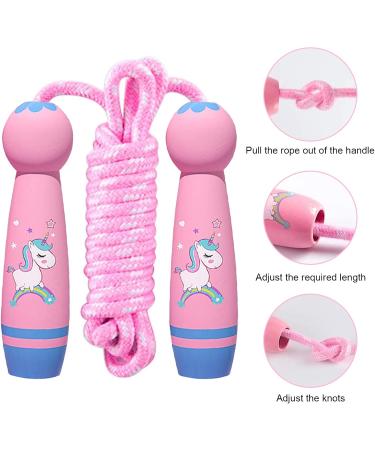 Adjustable Cartoon Unicorn Jump Rope for Kids | 2.6m Speed Fitness Rope with Wooden Foam Handles | Perfect for Children Ages 5-7 - Buy Online on SooperMarket.com