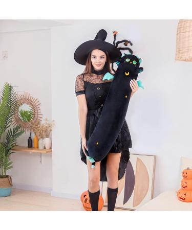 Mewaii 20in Long Cat Plush Pillow Stuffed Animal Squishy - Big Green Eyes, Sleeping Hugging Soft Toy for Kids (Black) - Buy Online on SooperMarket.com
