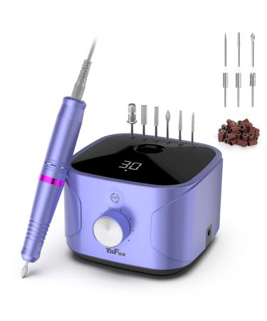 YaFex Electric Nail Drill Machine - 30000RPM Nail Drills for Acrylic Nails Professional, Efile Nail File with LED Display for Shaping, Buffing, Removing Gel Nails Purple