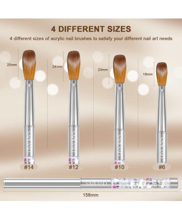 Saviland Pure Kolinsky Acrylic Nail Brush Set - 4PCS Silver Glitter Brushes for Acrylic Powder & Monomer Liquid Nail Extension - Sizes 6/10/12/14 - Women's Gift Set - Buy Online on SooperMarket.com