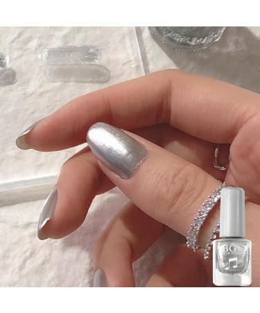 Silver Nail Polish Glitter Nail Polish - Quick Dry Breathable Nail Varnish - Holographic Metallic Mirror Effect No UV Needed Nail Polish Nail Art DIY Nail Salon for Women Girls at Home - Buy Online on SooperMarket.com