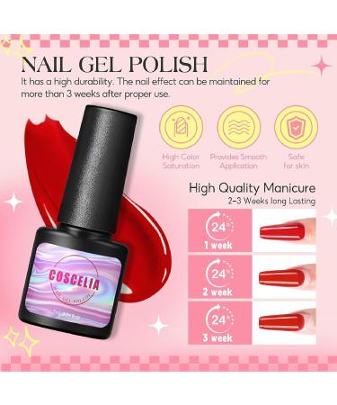 COSCELIA Gel Nail Polish Kit with U V Light Starter Kit 10PC Gel Polish Top Base Coat Nail Art Rhinestones Pink White Glitter Colors Gel Nail Manicure Kit Nail Art Design DIY for Women - Buy Online on SooperMarket.com