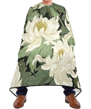 Kigai White Flowers Barber Cape | Waterproof Hair Cutting Cape for Men & Women - Adjustable Snap Closure Professional Salon Accessory - Buy Online on SooperMarket.com