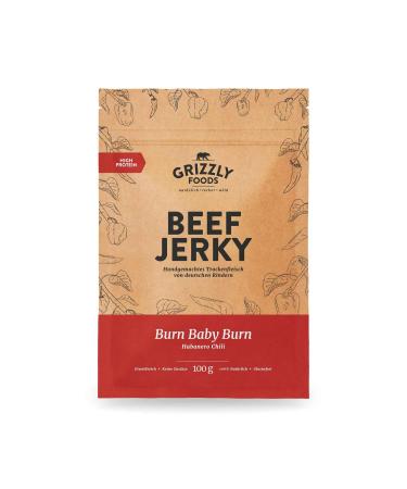 Beef jerky German beef dry meat from beef in the set 5-pack burn baby burn (5 x 100 g 500 g) 1 piece (5 Pack)
