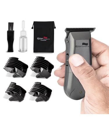 Ritter H&B.C Professional Balding Hair Trimmer Mini 0mm Beard Clippers and Skull Shaver Zero-Gapped 0.2mm Wide T-Blade Work Corded/Cordless Rechargeable. Model F-1c Gray