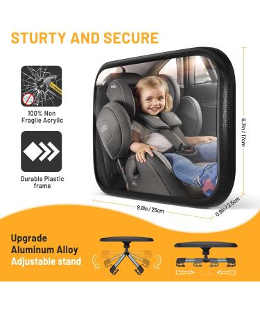 ENONEO Baby Car Mirror | 100% Shatterproof Rear Facing Safety Mirror | Crystal Clear View | Essential for Newborns - Buy Online on SooperMarket.com