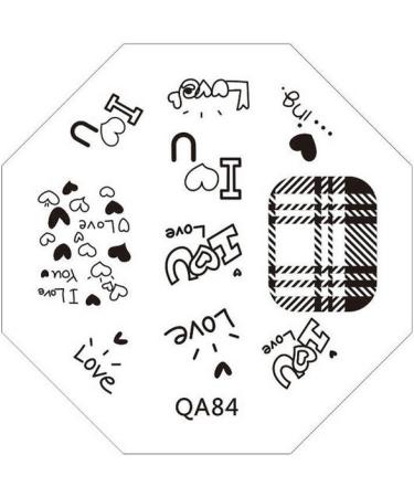 STAMPING STENCIL # QA-84 Love hearts I love you tartan