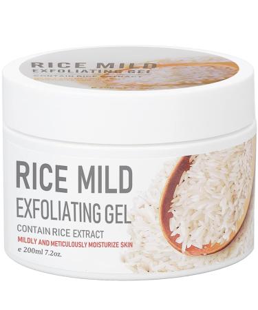 Rice Exfoliator Gel Mild Rice Face Scrub Large Capacity Body Scrub Improve Back Acne Soft Skin&Remove Dead Skin Deep Cleansing Hydrating Scrub Gel Body Exfoliator For Face&Hand Foot & Back 200ml