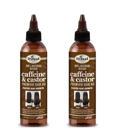 Difeel 99% Natural Premium Hair Oil - Caffeine & Castor Hair Oil 8 oz. (PACK OF 2)