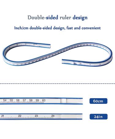 HLZC 2 Pieces  24 Inch Ruler  Flexible Curve Ruler Rulers for Drawing  Curved Ruler for Sewing Ideal for Engineering Drawing Ruler That Can Be Bent Curve Templates  Flexi Curve - Buy Online on SooperMarket.com