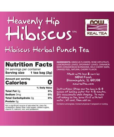 Now Foods Heavenly Hip Hibiscus Tea - Caffeine Free, 24 Tea Bags (1.7 oz) - Refreshing Herbal Blend - Buy Online on SooperMarket.com