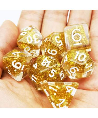 Haxtec Gold Glitter DND Dice Set - 7PCS Polyhedral Dungeons and Dragons Dice for Roleplaying Games - Buy Online on SooperMarket.com
