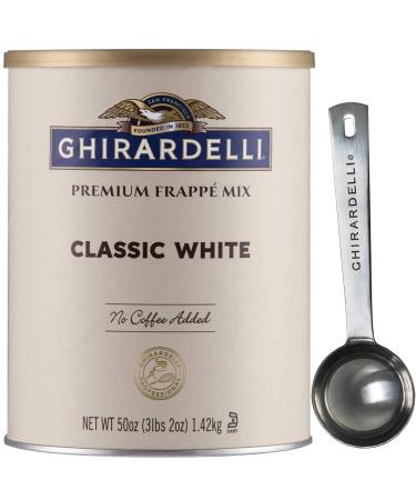 Ghirardelli Classic White Premium Frapp Mix, 3.12 lb Can with Ghirardelli Stamped Barista Spoon
