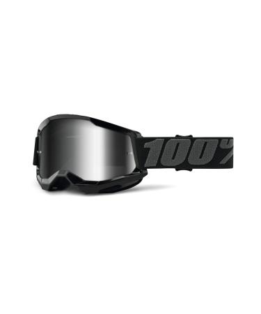 100% Strata 2 Goggle Adult Black with Mirror Silver Lens