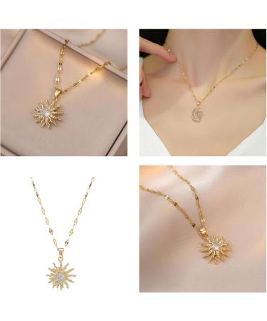 OralGos Rotating Cubic Zirconia Flower Pendant Necklace | Adjustable Choker Fashion Jewelry - International Shipping - Buy Online on SooperMarket.com