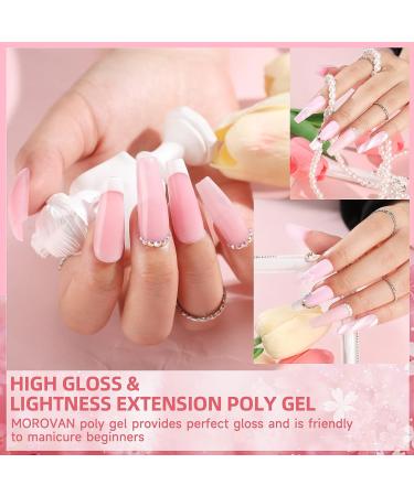 Morovan 2oz Poly Extension Gel - Large Capacity Builder Nail Gel - Long-Lasting Nude Pink Colors - Ideal for Beginners and Professionals - DIY Nail Design Set - Buy Online on SooperMarket.com